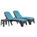 Rainbow Outdoor Roma 3-Piece Chaise Lounger Set w/cushion-Anthracite RBO-ROMA-ANT-3CL-CUSH-TEA